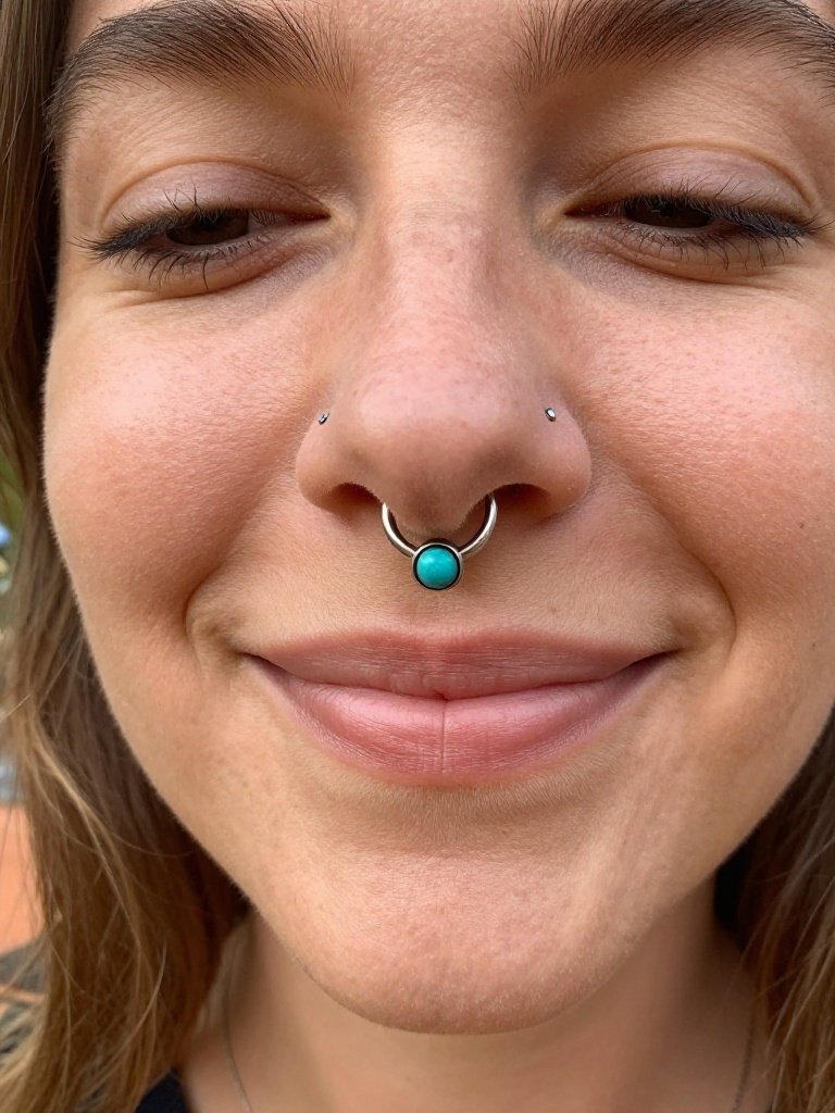 Turquoise Stone Septum Ring