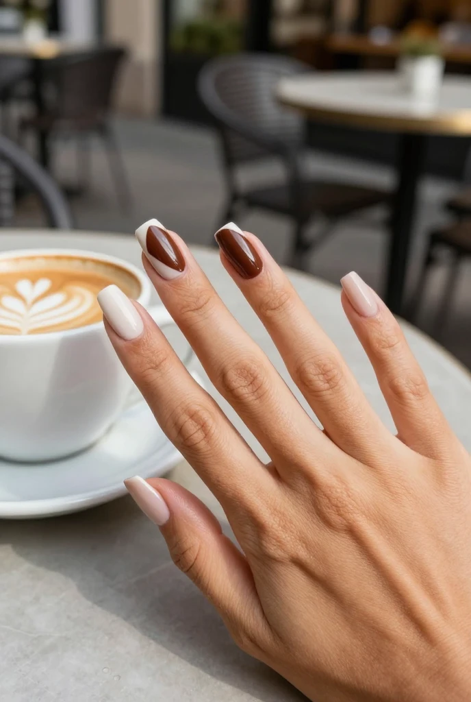 Two-Tone Split French Acrylic Nails
