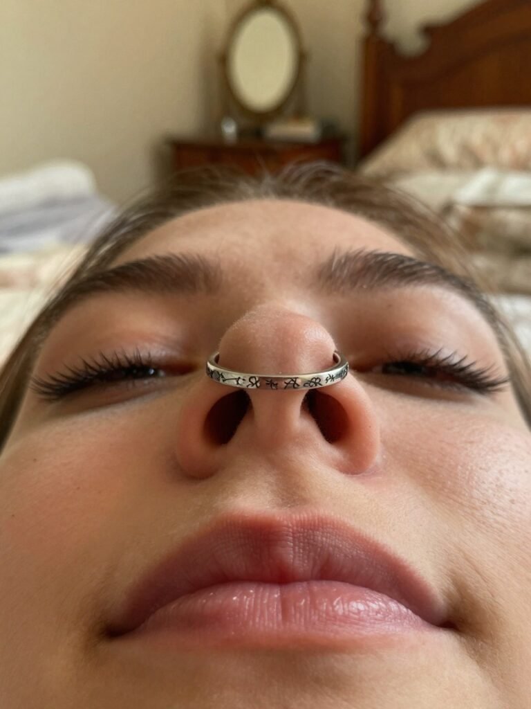 Vintage Engraved Silver Septum Ring