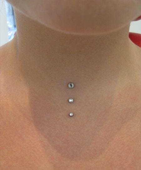 15 Stunning Neck Piercing Ideas Worth Trying Today 10 Graduated Ball Front Neck Piercing