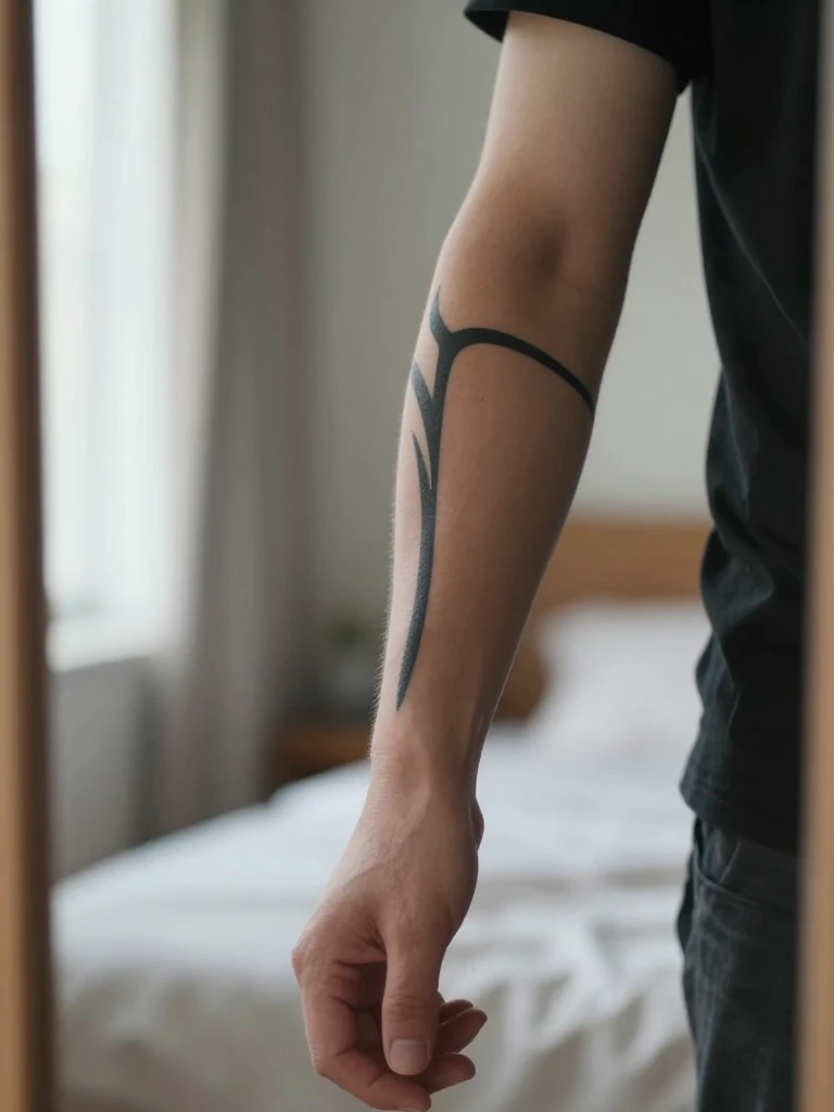  Minimalist Tribal Tattoo Men Forearm Line
