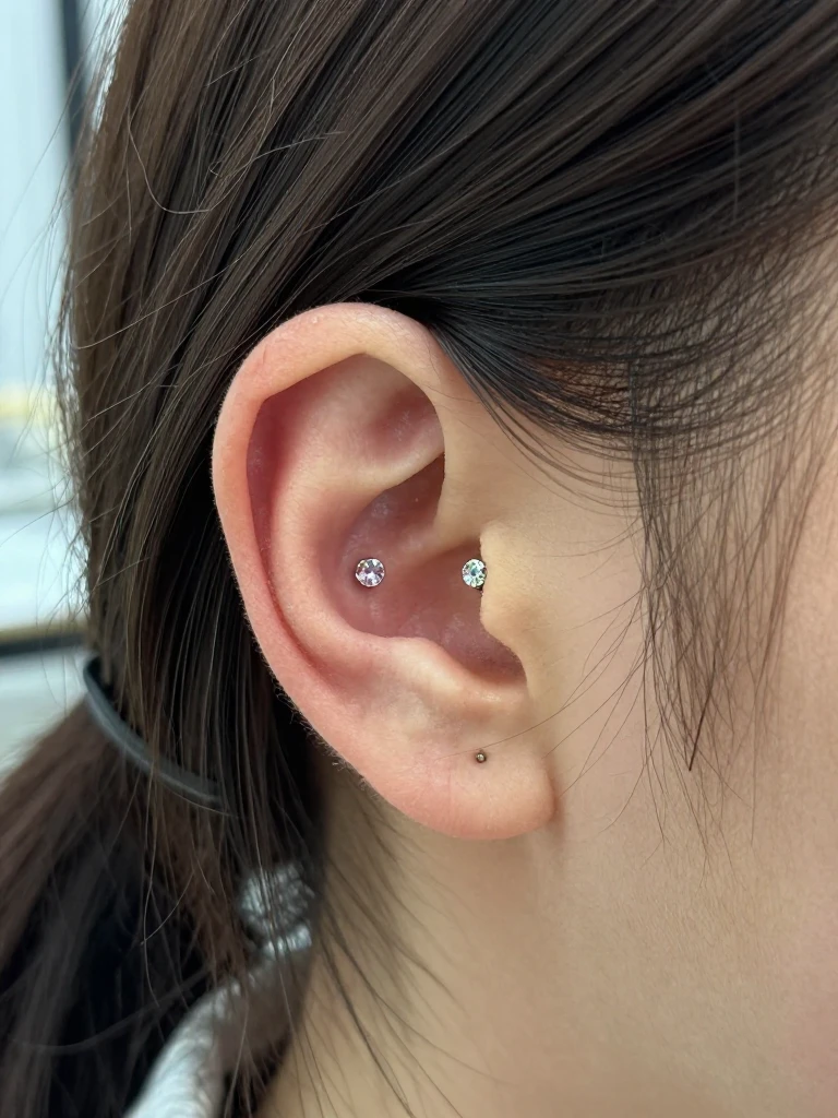 Double Conch Gems With a Snake Eyes Piercing Effect