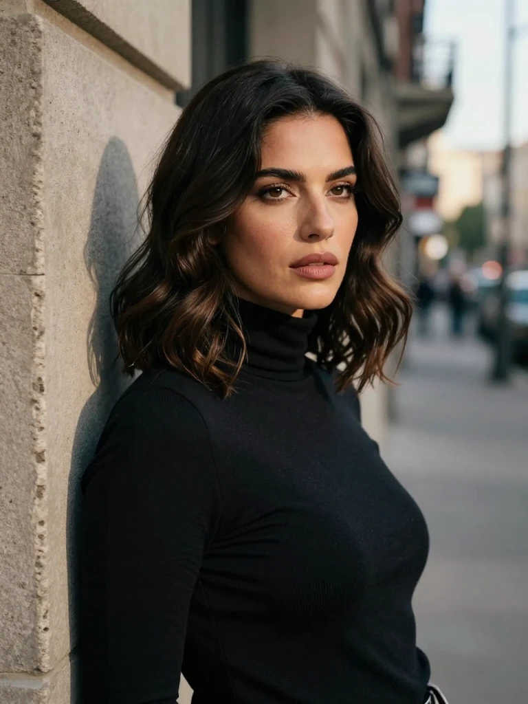 Deep Side Part Waves Shoulder Length Hairstyle