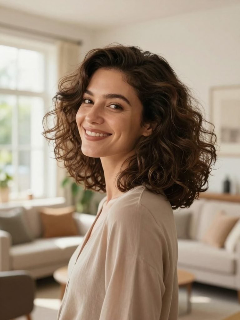 voluminous Round-Brush Blowout Shoulder Length Hairstyle