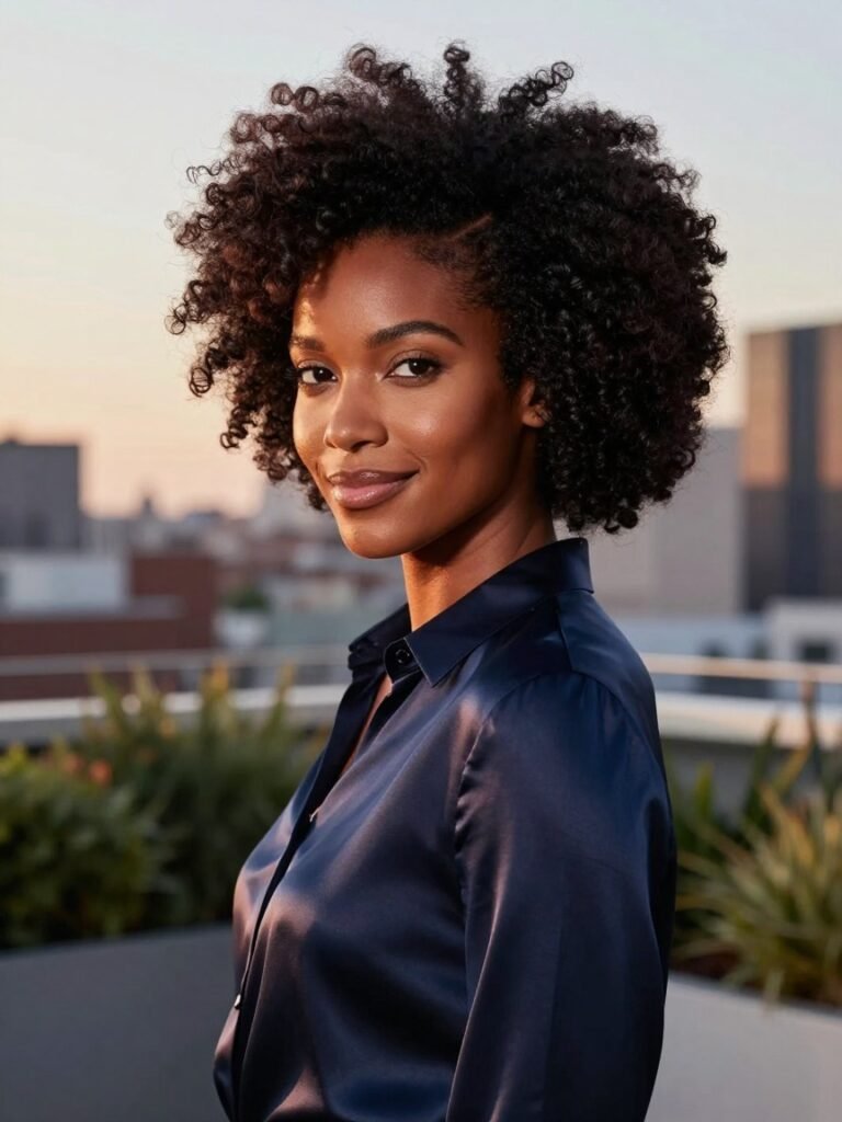 Afro Puff Hairstyles With A Sleek Side Part