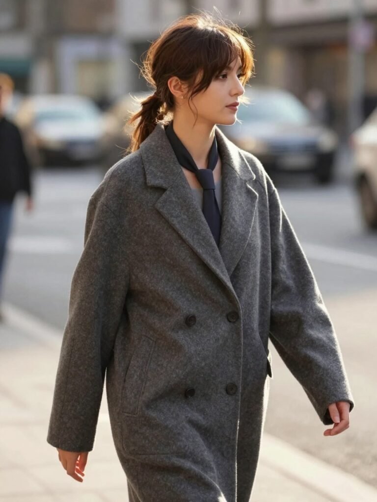 Low-Ponytail Grunge Hairstyle With Piecey Bangs
