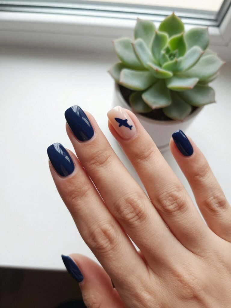 Negative Space Shark Week Nails Design