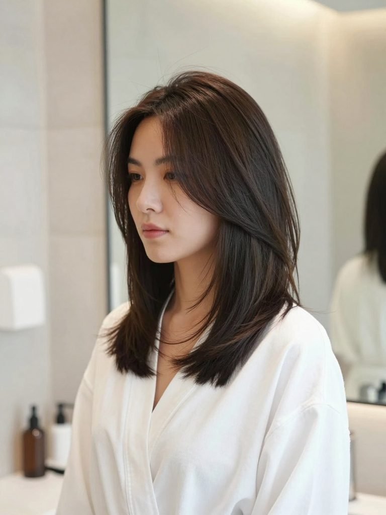 Micro-Layered Lob Shoulder Length Hairstyle