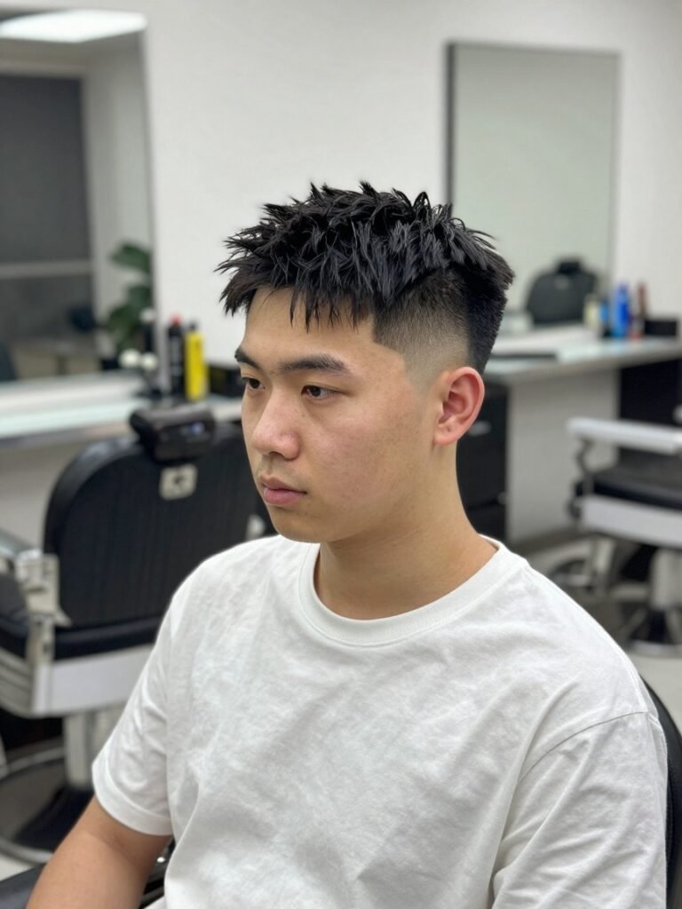 Textured French Crop With a Burst Fade