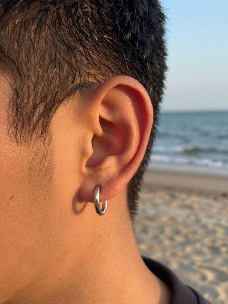 Men Ear Piercing Left or Right With Mismatched Jewelry