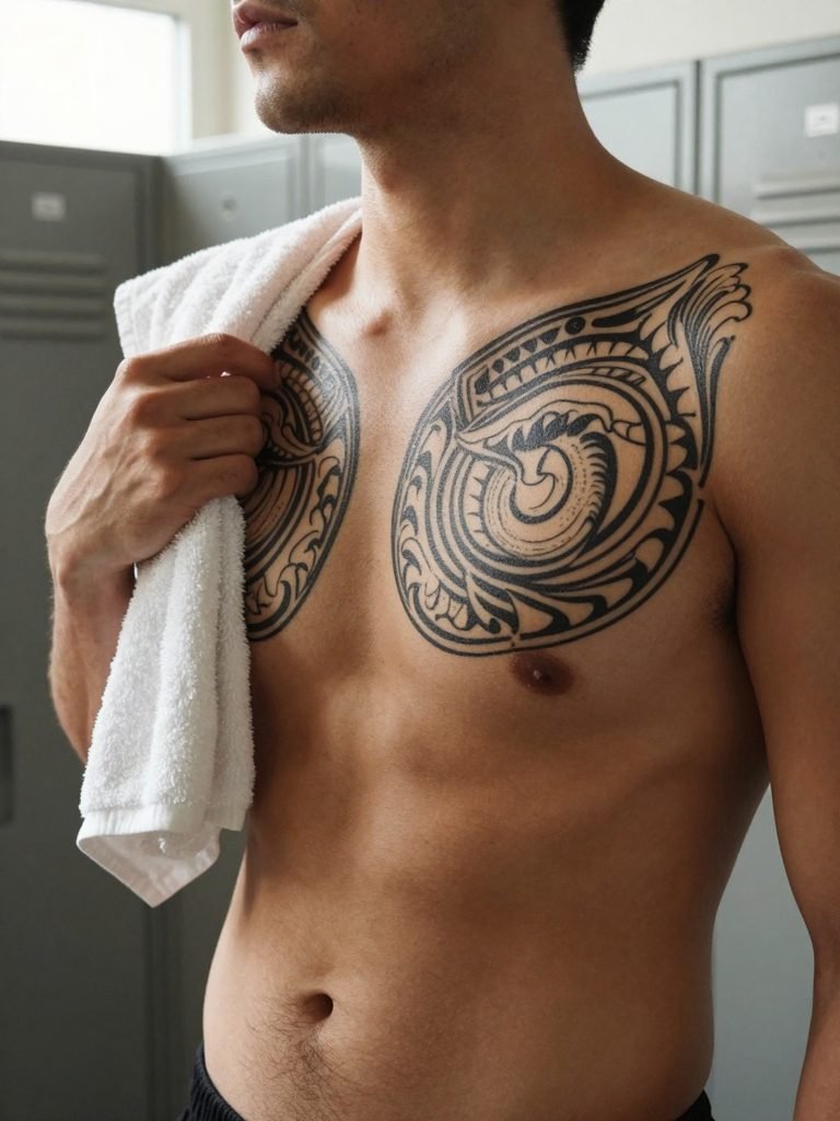 Tribal Tattoo Men Chest Piece