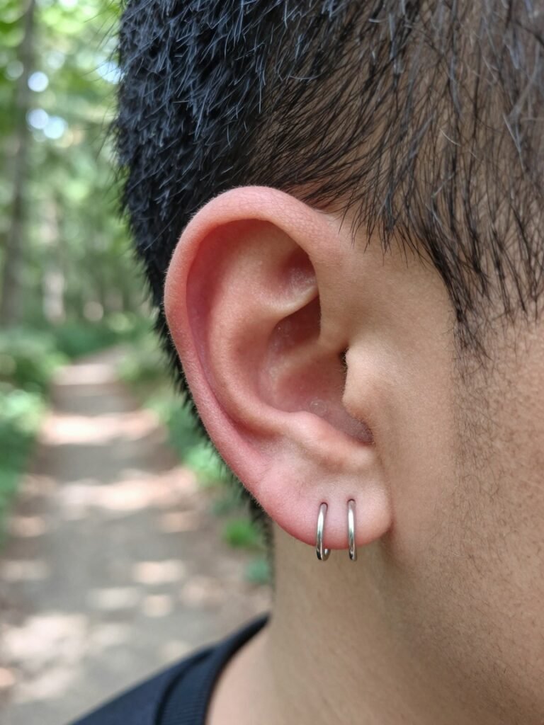  Men Ear Piercing With a Bold Conch Hoop