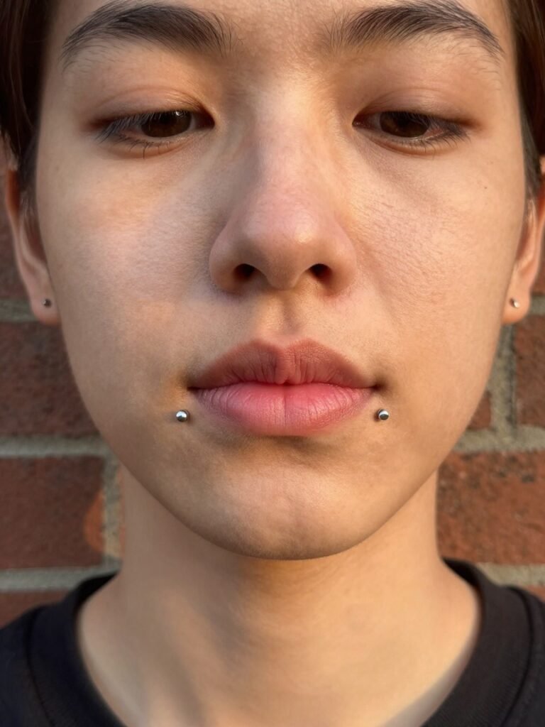 Snake Bite Lip Studs With a Snake Eyes Piercing Mood