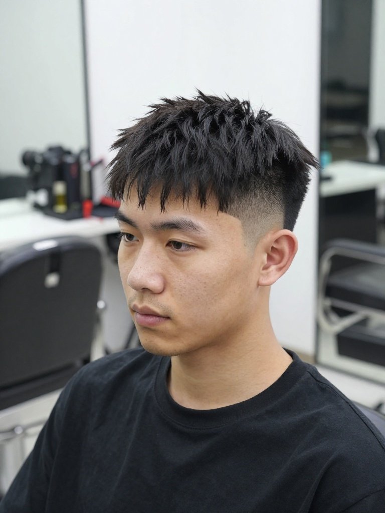 Classic Textured French Crop With a Mid Fade