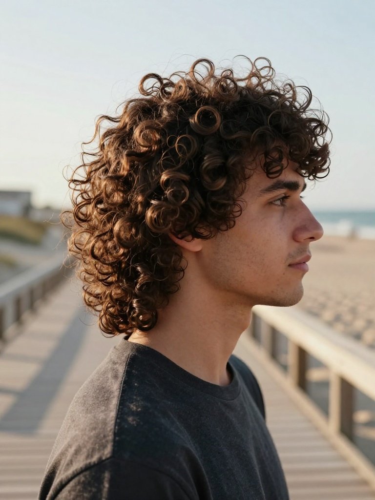  Curly Mullet With Natural Volume Left Long