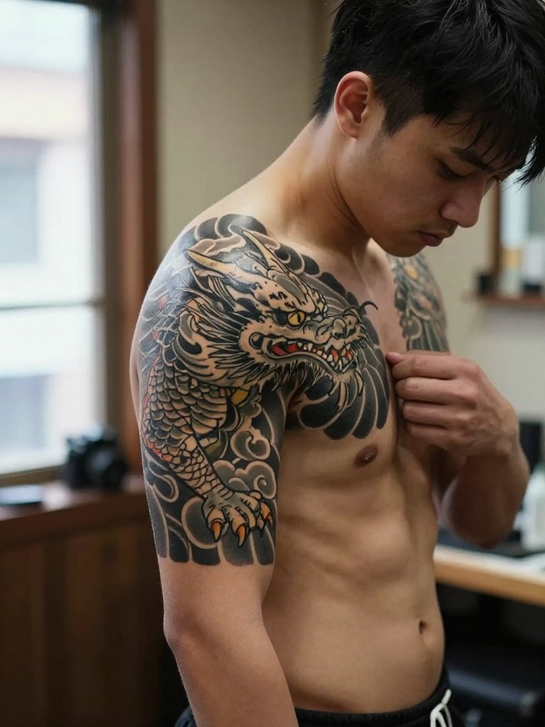 14 Iconic Dragon Tattoo Men Ideas With Insider Tips 3 Dragon Tattoo Men Shoulder: Japanese Irezumi Design