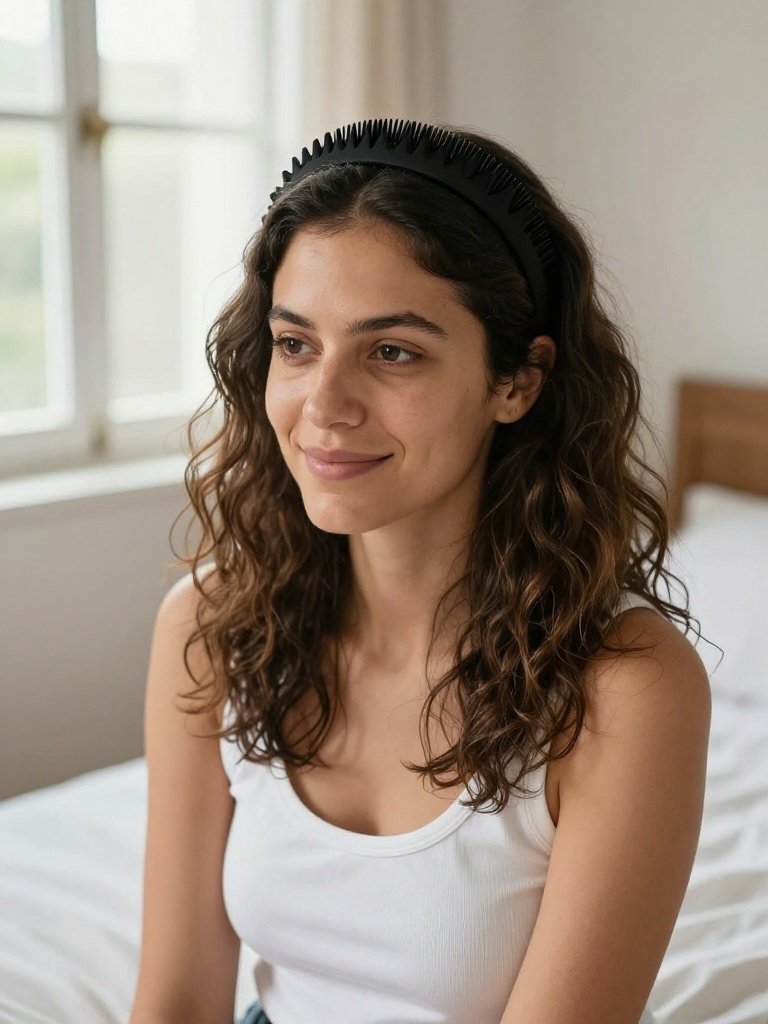 Headband Hairstyles : 16 Beautiful Looks That Actually Stay Put 1 The Zigzag Comb Headband on Loose Waves