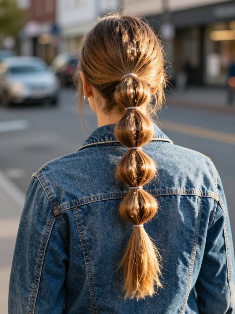 Braid Hairstyles Cute Low Bubble Braid