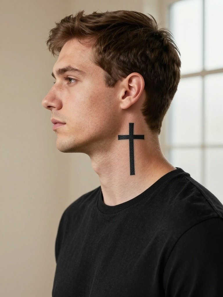 Cross – A Classic Tattoo for Men on the Neck
