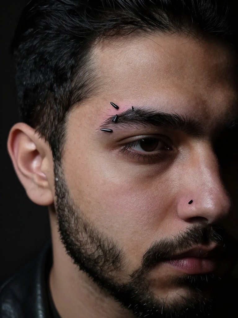 Spike-End Eyebrow Piercing Men Can Style in Black