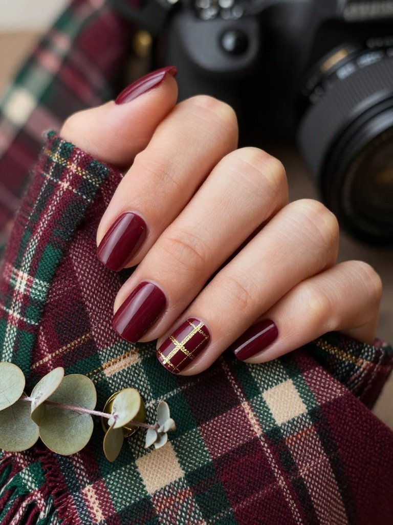 Preppy Plaid Back to School Nail Art