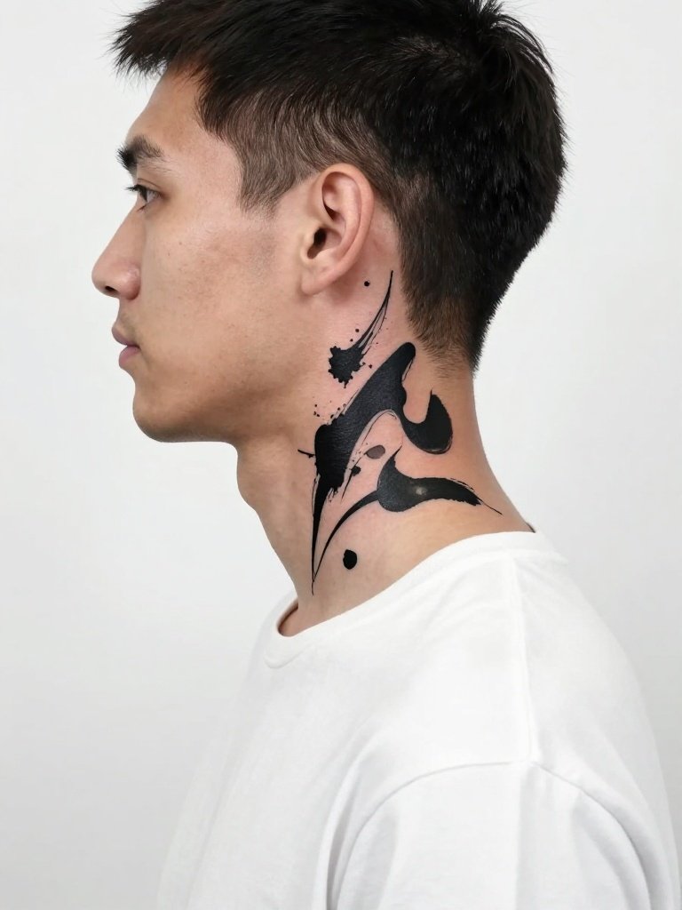  Abstract Shapes – A Unique Men's Neck Tattoo