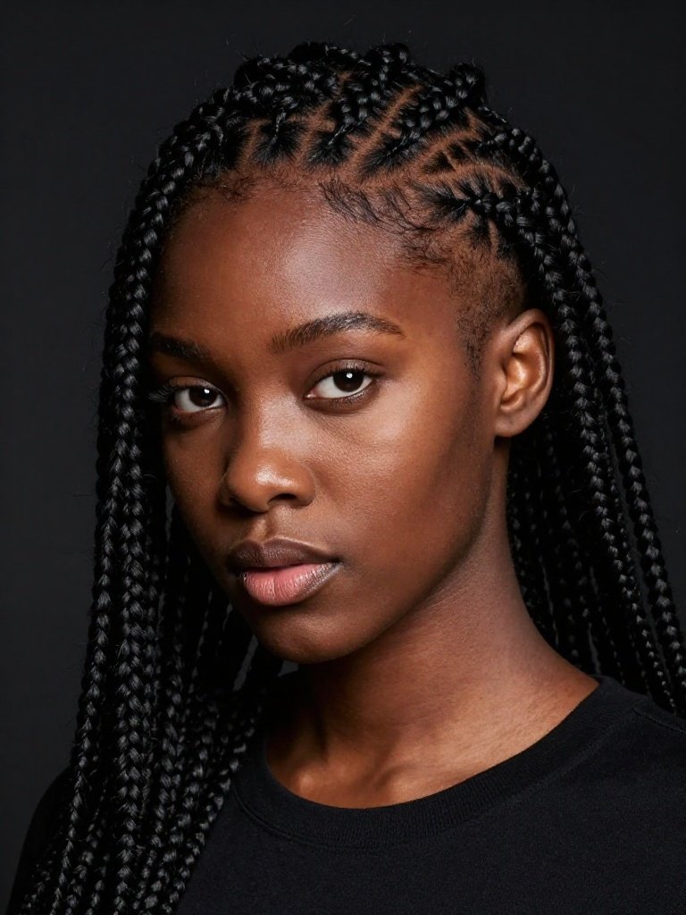 Fulani Braids With a Shaved Side Accent