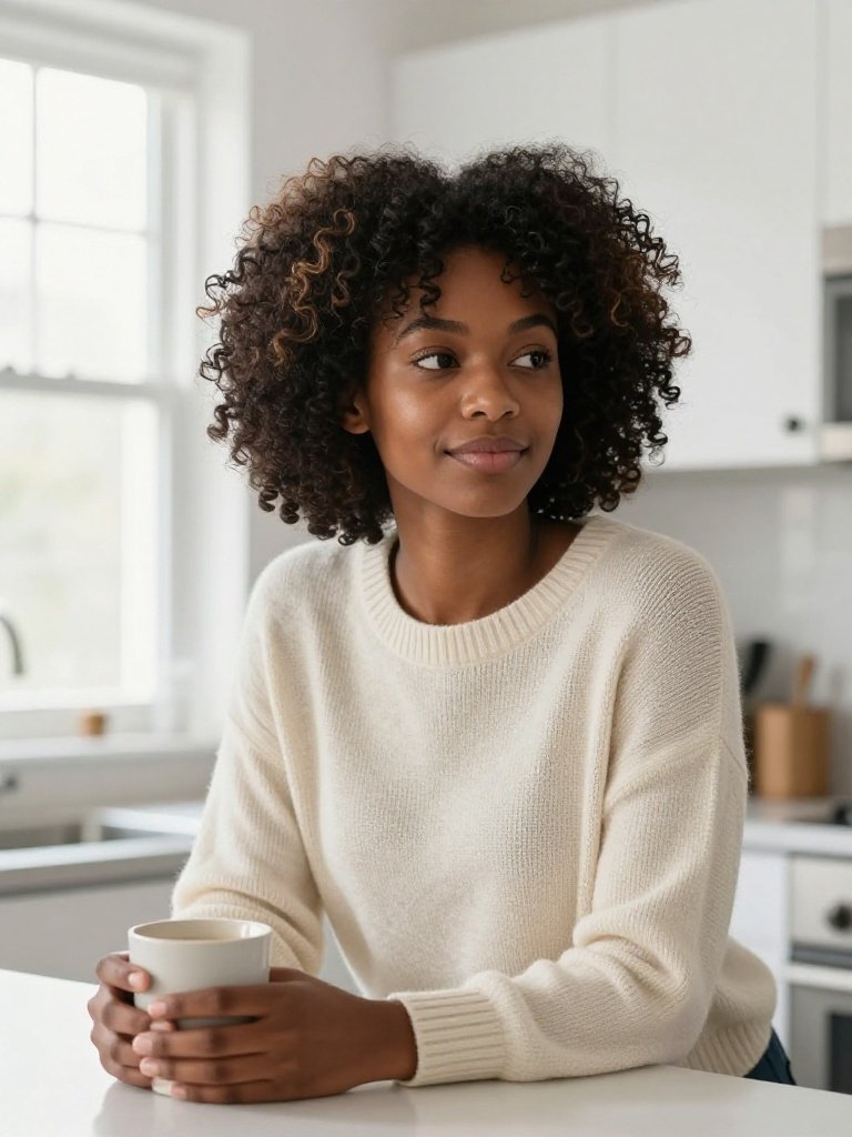 Natural Afro Hairstyles For Ladies With Defined Wash-And-Go Curls