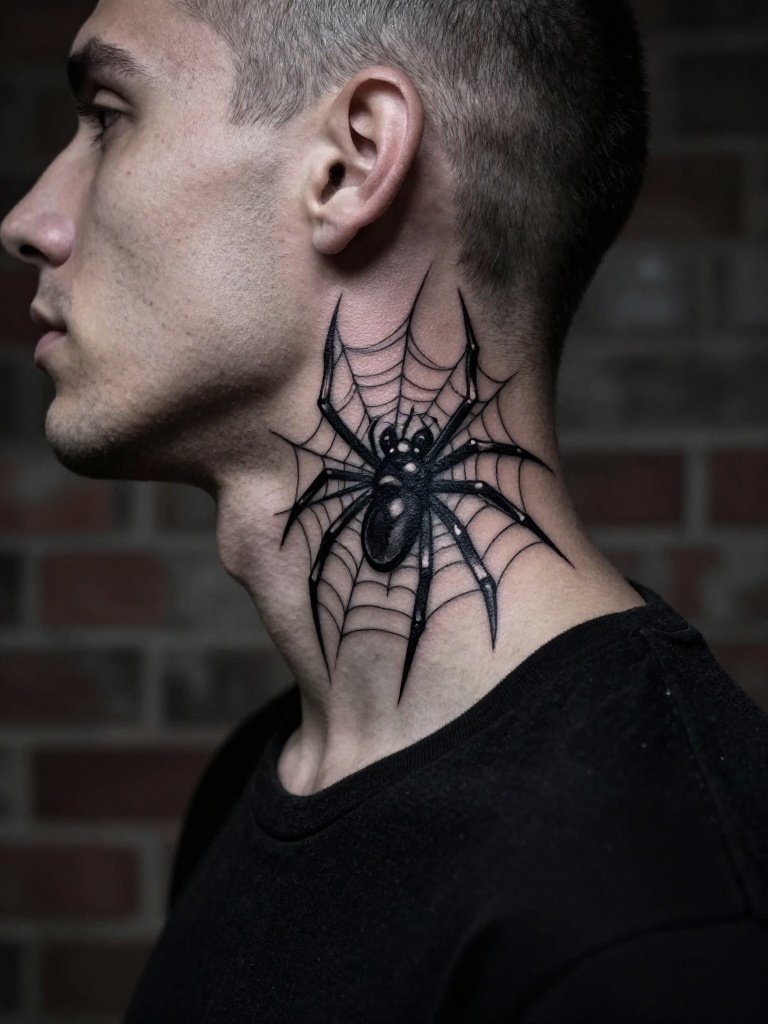  Spider Web – An Iconic Men's Neck Tattoo