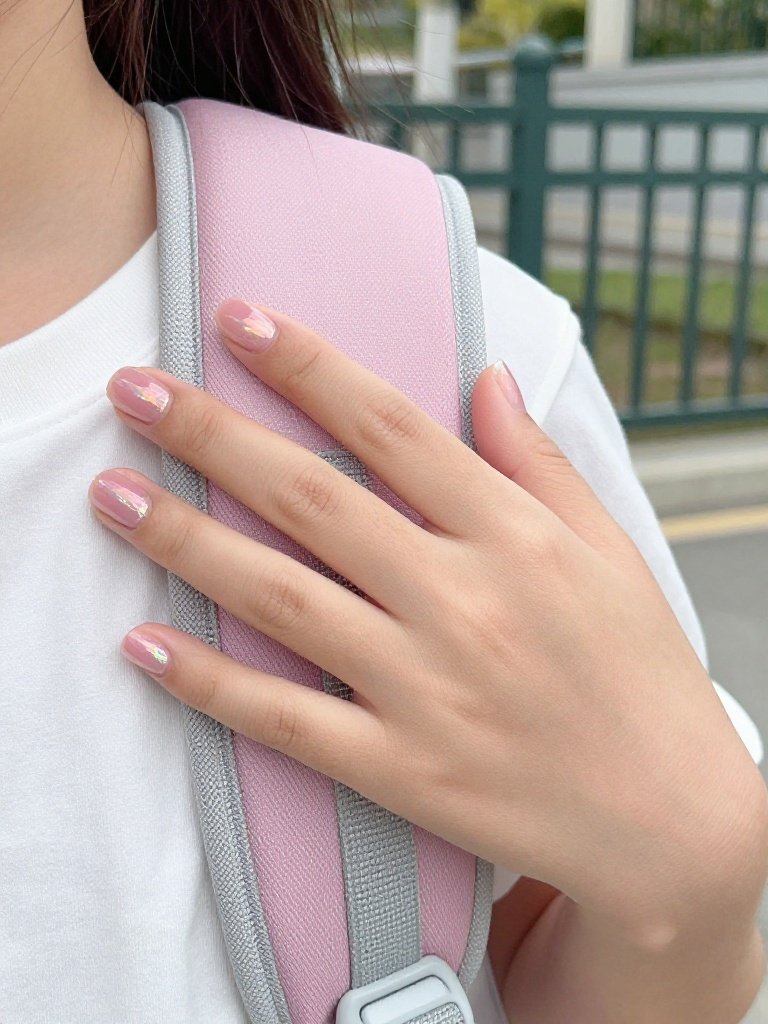 Sheer Jelly Back to School Nail With Subtle Shimmer