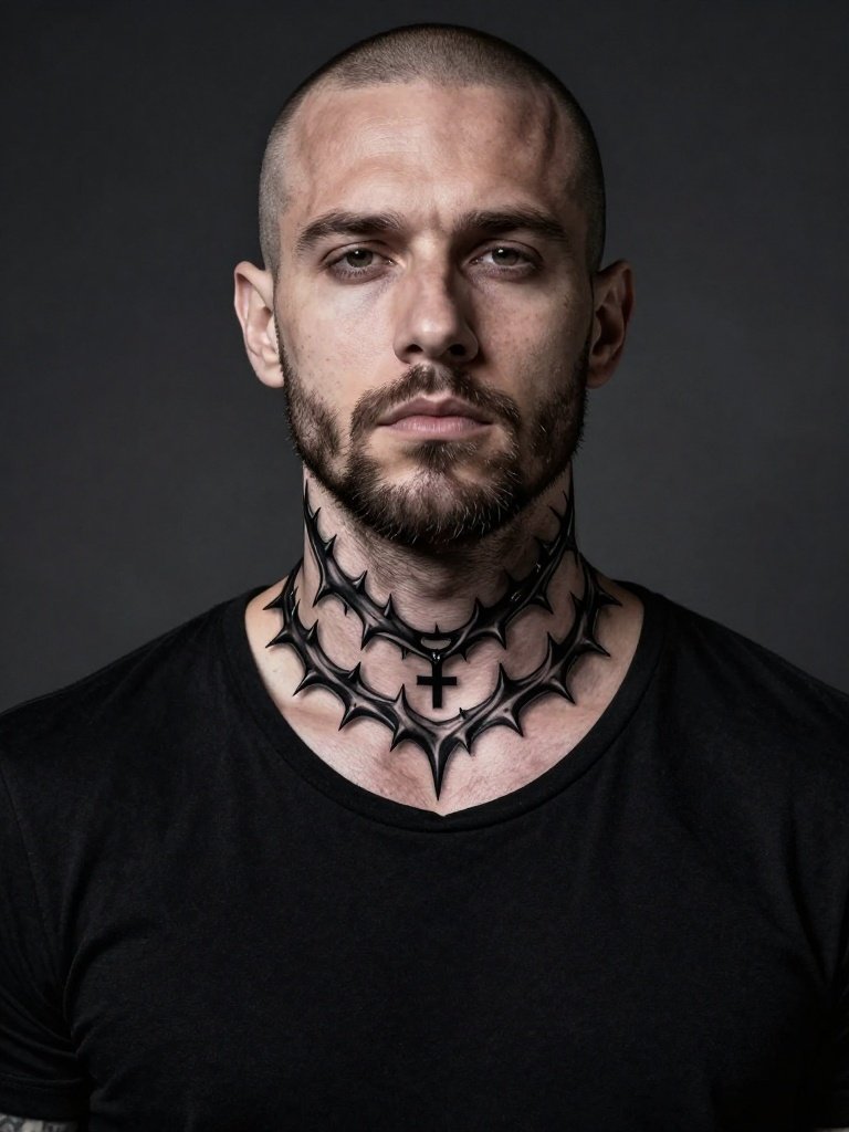 Thorn Necklace – An Edgy Men's Neck Tattoo