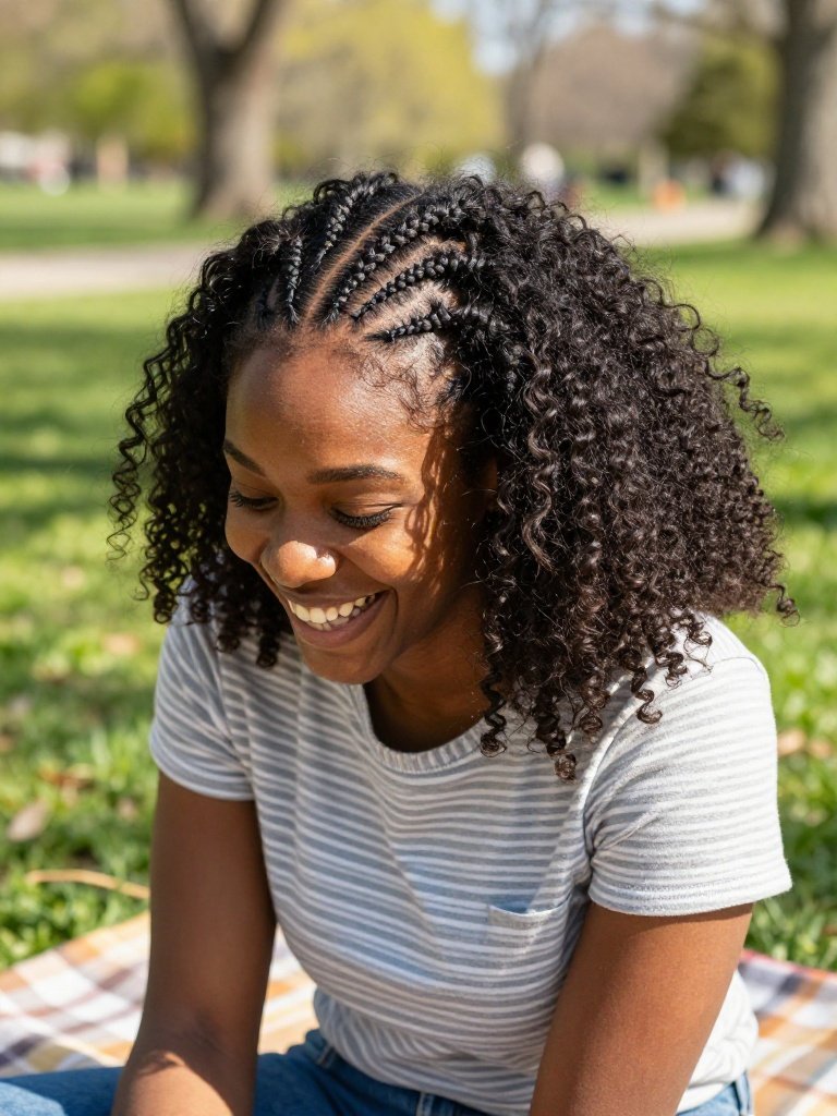 Cornrow Accent Afro Hairstyles With Loose Volume