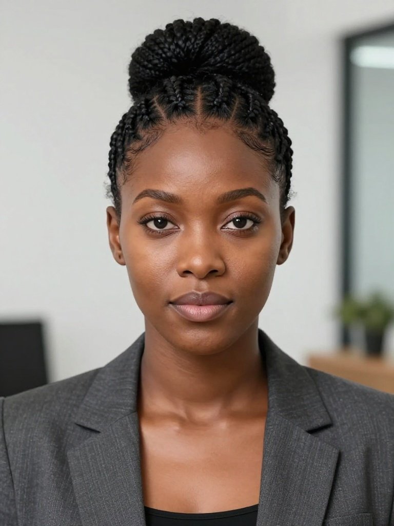 Fulani Braids Pulled Into a Sleek Low Bun