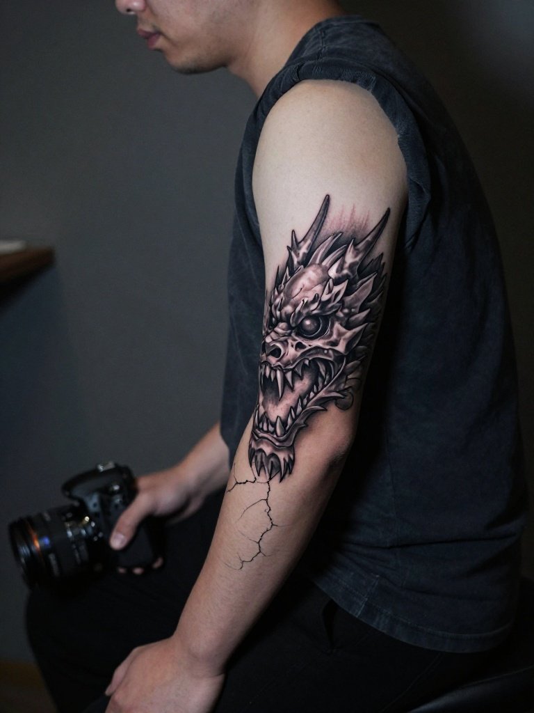 14 Iconic Dragon Tattoo Men Ideas With Insider Tips 11 Dragon Tattoo Men Skull: Dark Gothic Hybrid
