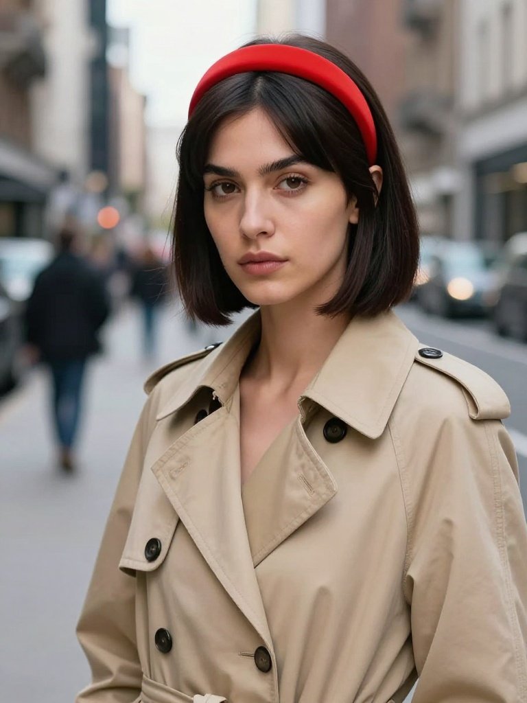 Headband Hairstyles : 16 Beautiful Looks That Actually Stay Put 7 Cherry‑Red Headband on a Sleek Bob