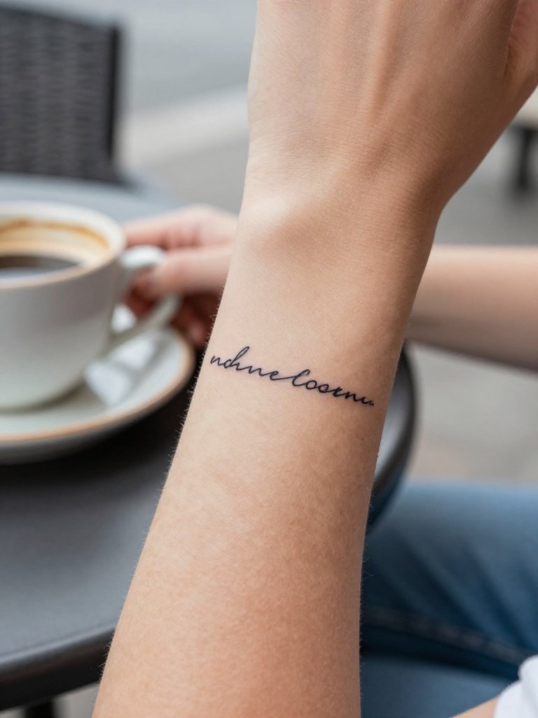  Minimalist Single-Word Script: A Forearm Tattoo for Women