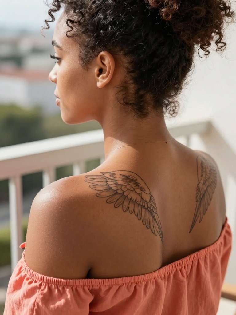 14 Stunning Feminine Christian Tattoo Ideas Trending Now 8 Small Feminine Christian Tattoo Angel Wings At The Nape
