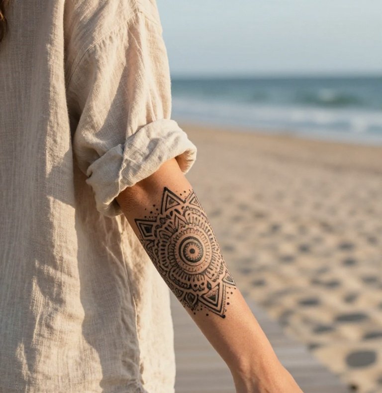 Sacred Geometry Mandala Band: A Women's Outer Forearm Tattoo