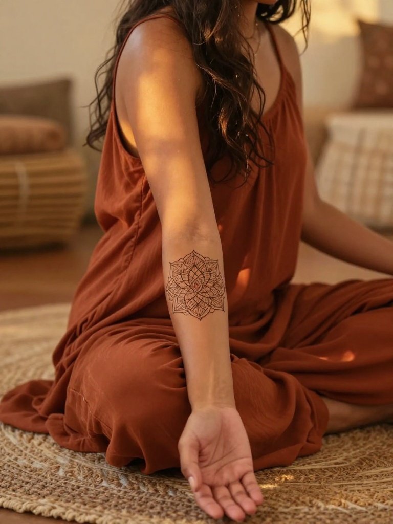 Lotus Mandala Sleeve Tattoos Women