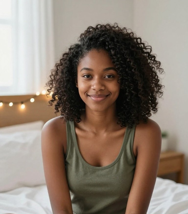Half-Up Afro Hairstyles With Loose Coils