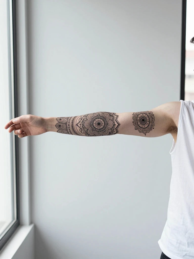 Sacred Geometry Sleeve Tattoo for Men