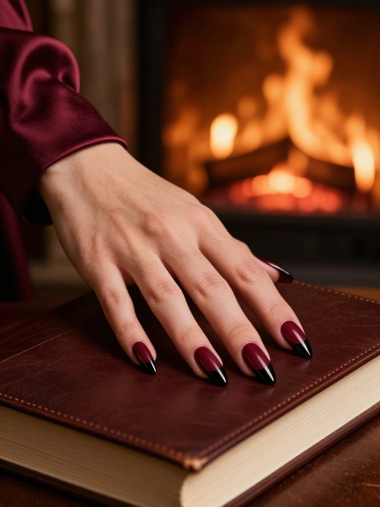 22 Stunning Stiletto Nails Ideas For Every Bold Mood 11 . Deep Burgundy Vampy Stiletto Nails