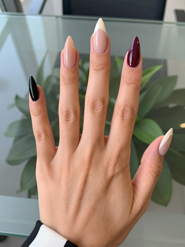 22 Stunning Stiletto Nails Ideas For Every Bold Mood 17 17. Two-Tone Color-Block Stiletto Nails