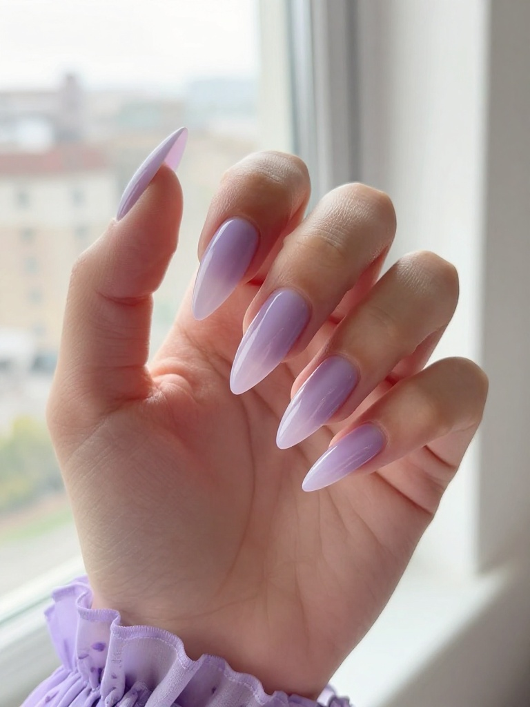 22 Stunning Stiletto Nails Ideas For Every Bold Mood 21 Lilac Pastel Minimalist Stiletto Nails