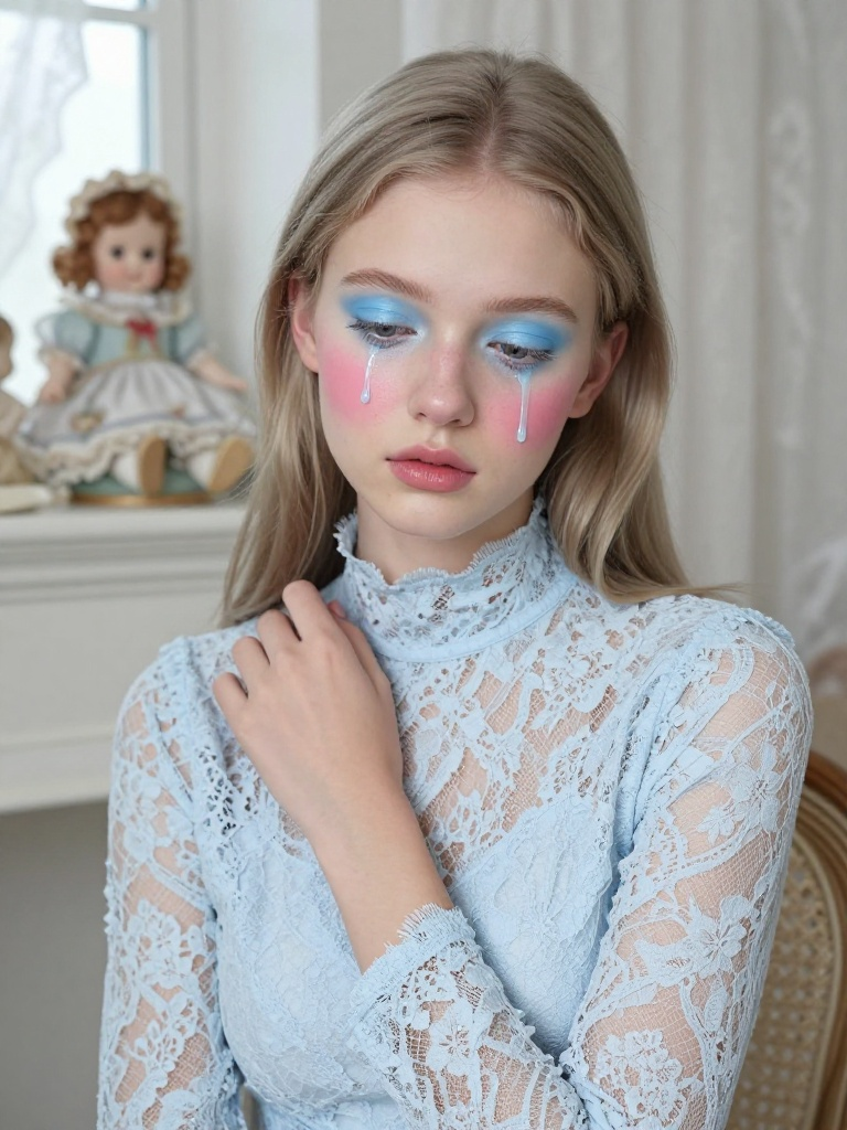 15 Trending Cry Baby Makeup Ideas That Feel Iconic 1 Pastel Porcelain Doll Cry Baby Makeup