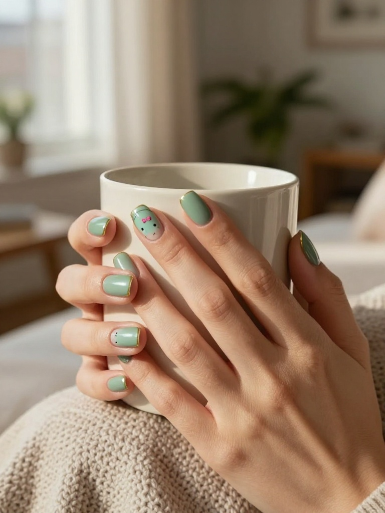 17 Stunning Stitch Nails Ideas You'll Actually Wear 3 Rag Doll Companion Stitch Nails in Soft Sage