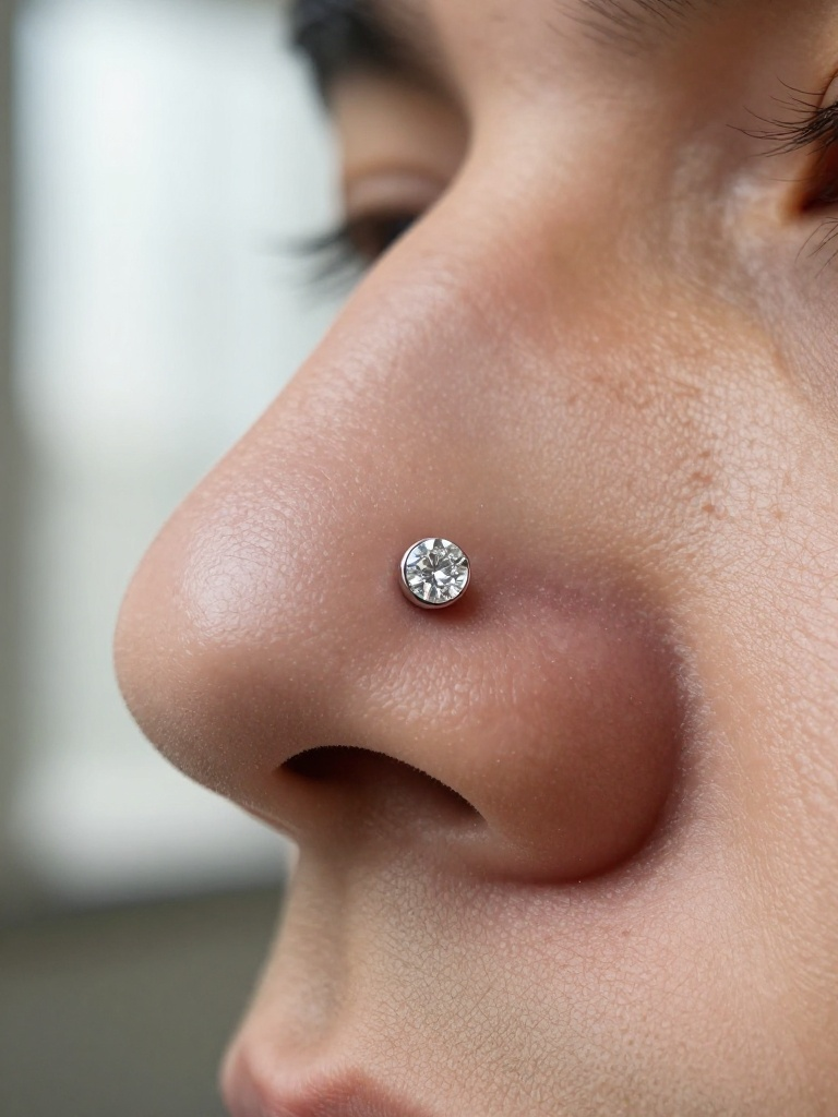 Diamond-Accent Stud, a Subtle Men's Nostril Piercing Choice