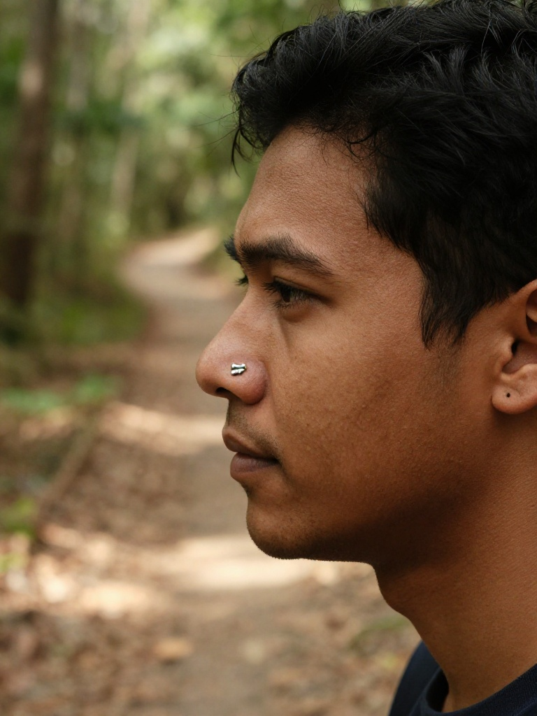 Tribal-Inspired Stud: A Men's Nostril Piercing With History
