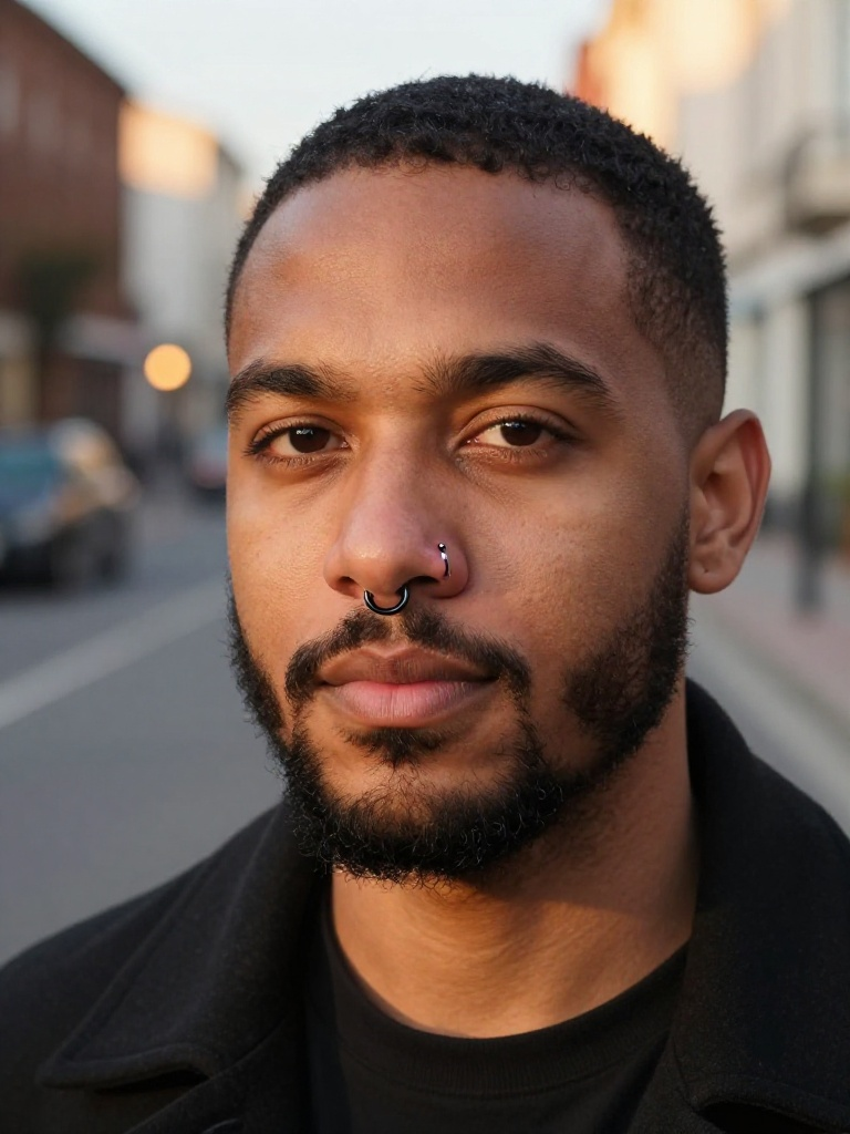 Matte Black Titanium Septum Piercing Men Ring