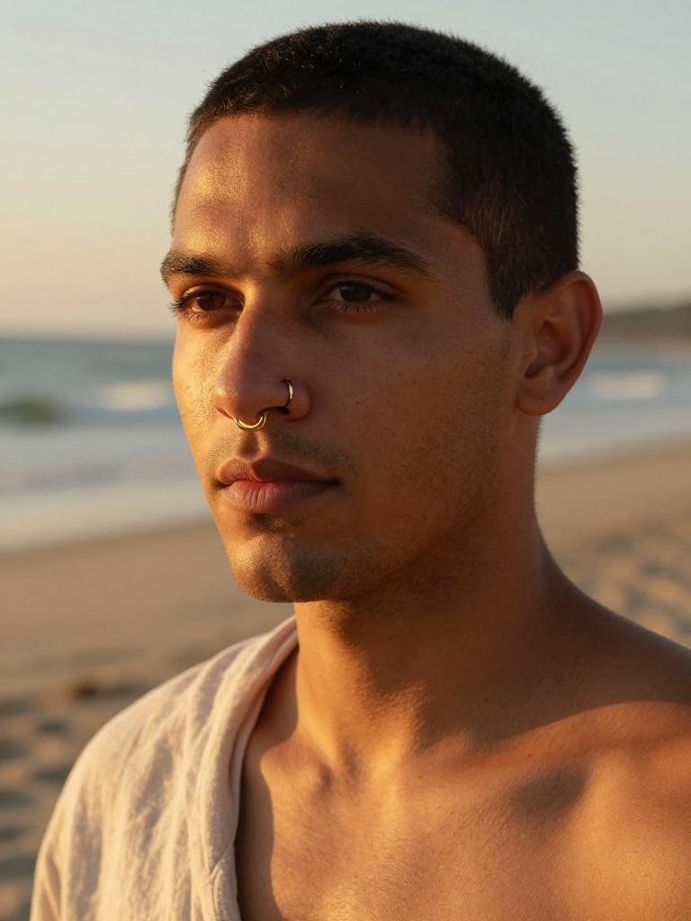 Gold-Tone Septum Piercing Men Ring for Warmer Skin Tones